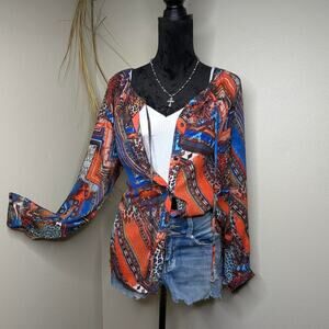 Boho sheer flowy blouse